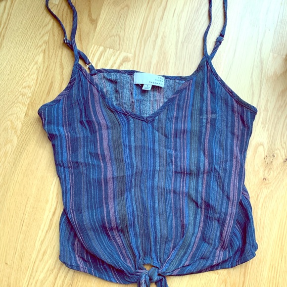 Ten Sixty Sherman Navy Striped Tie Front Tank - Picture 3 of 4